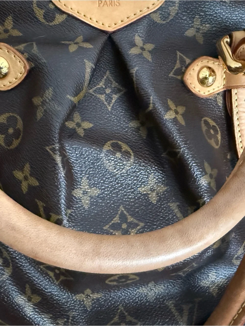 Louis Vuitton Tivoli GM Monogram Canvas Satchel with Natural Vachetta Handle